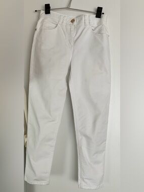 Balmain White Jeans with Gold Crest Button
